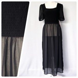 Sweet Rain Long Black Sheer Bottom Dress